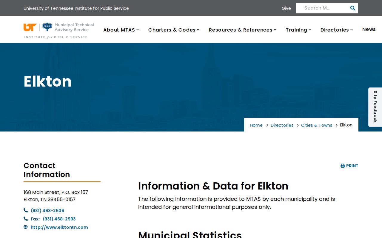 Elkton warrant records reference, MTAS municipal court directory