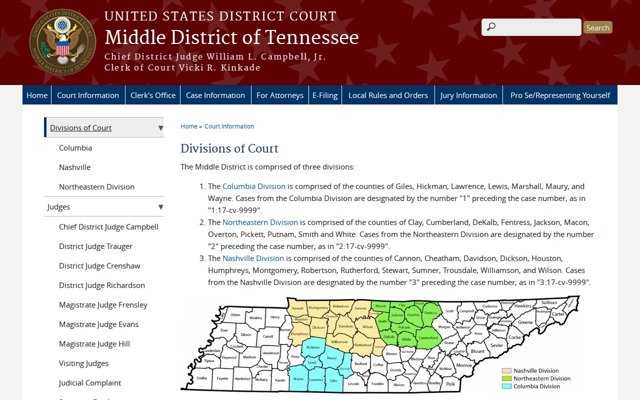 Giles County federal warrant route through the Columbia Division